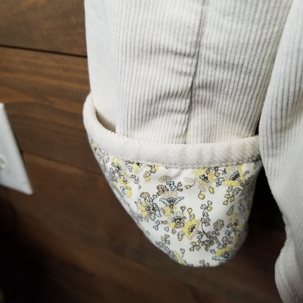 Vtg GAP Corduroy Stretch Calico Floral Lined Blazer Jacket Cream Sz 14 (Meduim) - Picture 4 of 16
